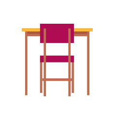 איור כסא ושולחן תלמיד