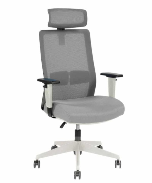 כיסא מנהל דגם הרמן מבית ריהוט משרדי רונן גינת. גב רשת ומושב מרופד בצבע אפור או שחור. ידיות מתכווננות. מנגנון סינכרוני.