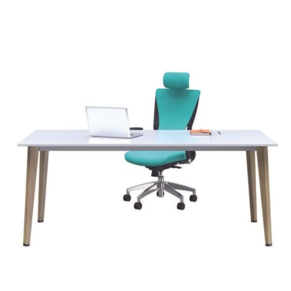 שולחן משרדי דגם מתכת בחיפוי עץ