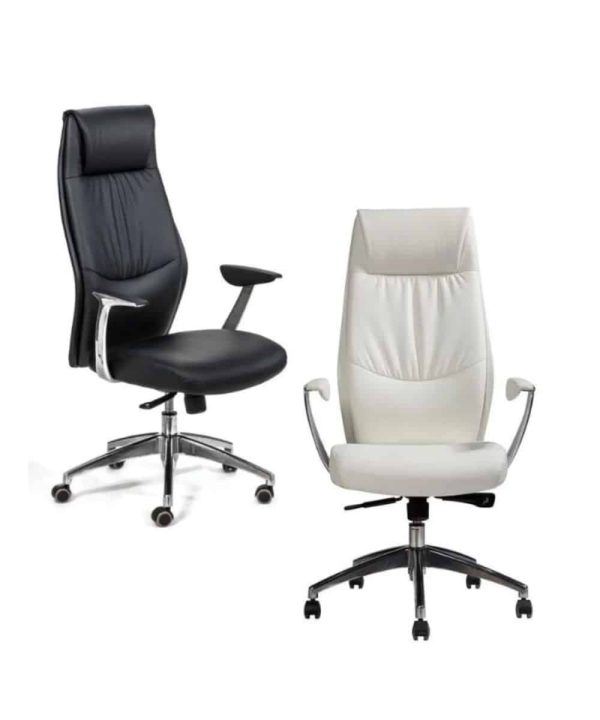 כסא מנהלים דגם פולו גב גבוה צבע לבן או שחור